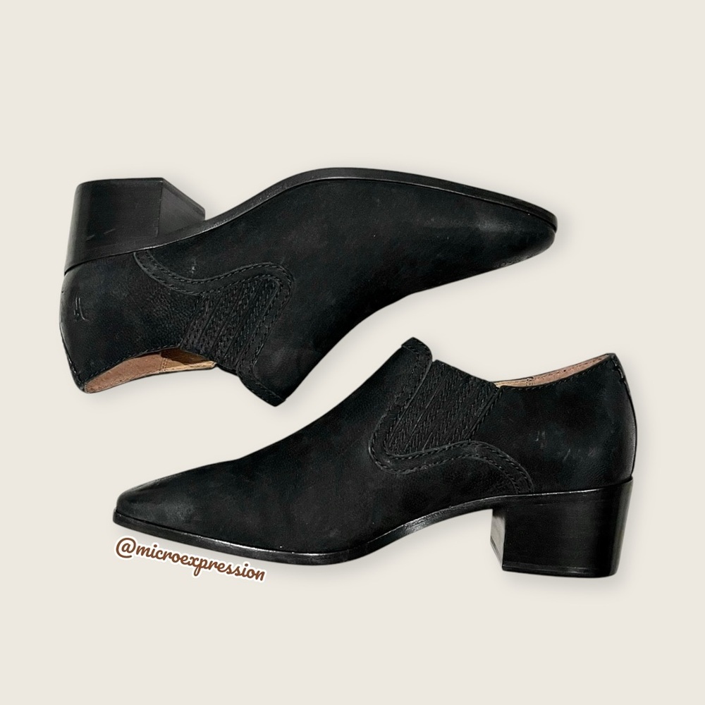 $339 Frye Eleanor Black Leather Western Shootie Everyday Casual Comfy Ankle Boot - Picture 7 of 16
